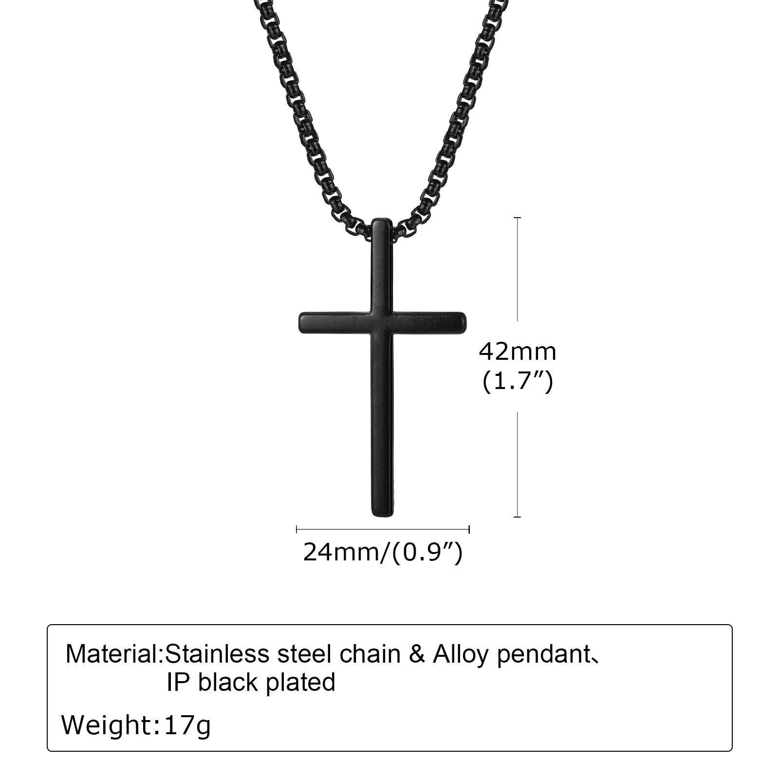Vnox Unisex Box Chain Cross Necklaces, Men Women Stainless Steel Chain with Alloy Cross Pendant, Religious Faith Cross Necklace - Madeinsea©