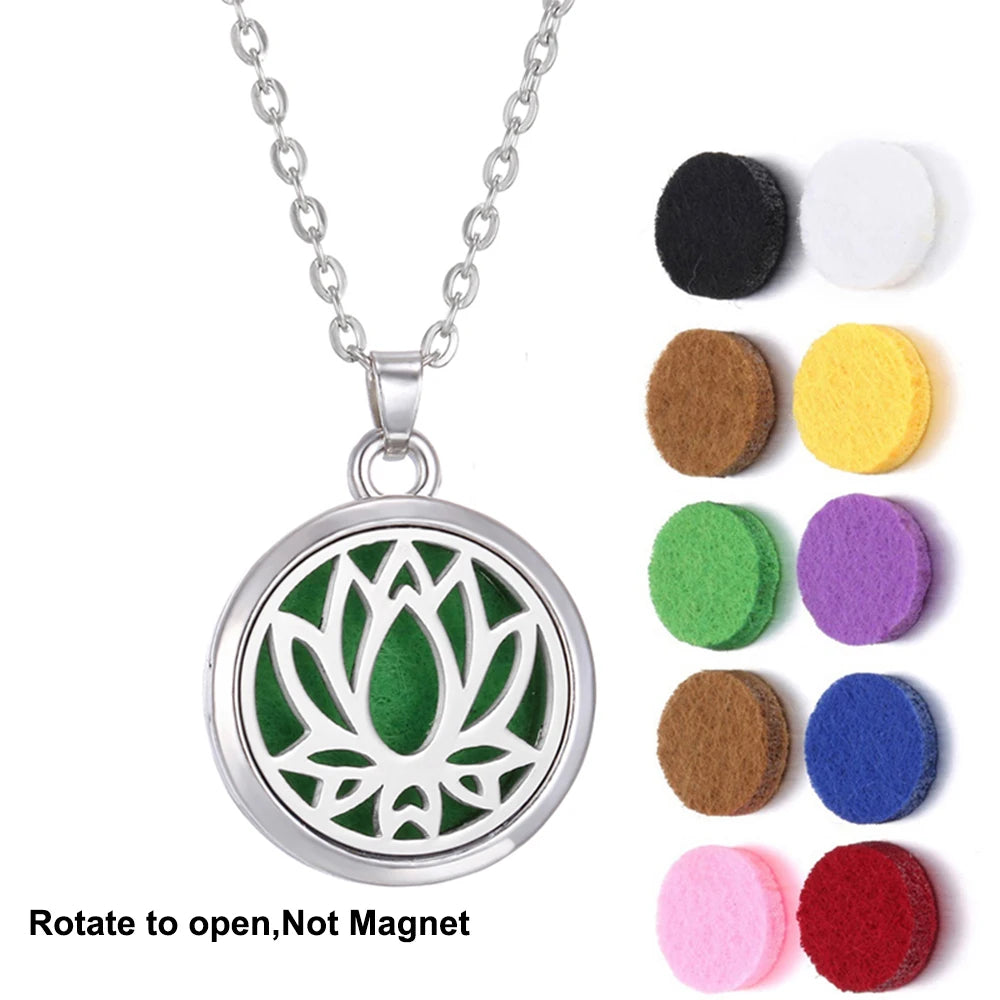 2023 New Aromatherapy Necklace Diffuser Pendant Aroma Jewelry Thread Rotate Open Locket Perfume Essential Oil Diffuser Necklace
