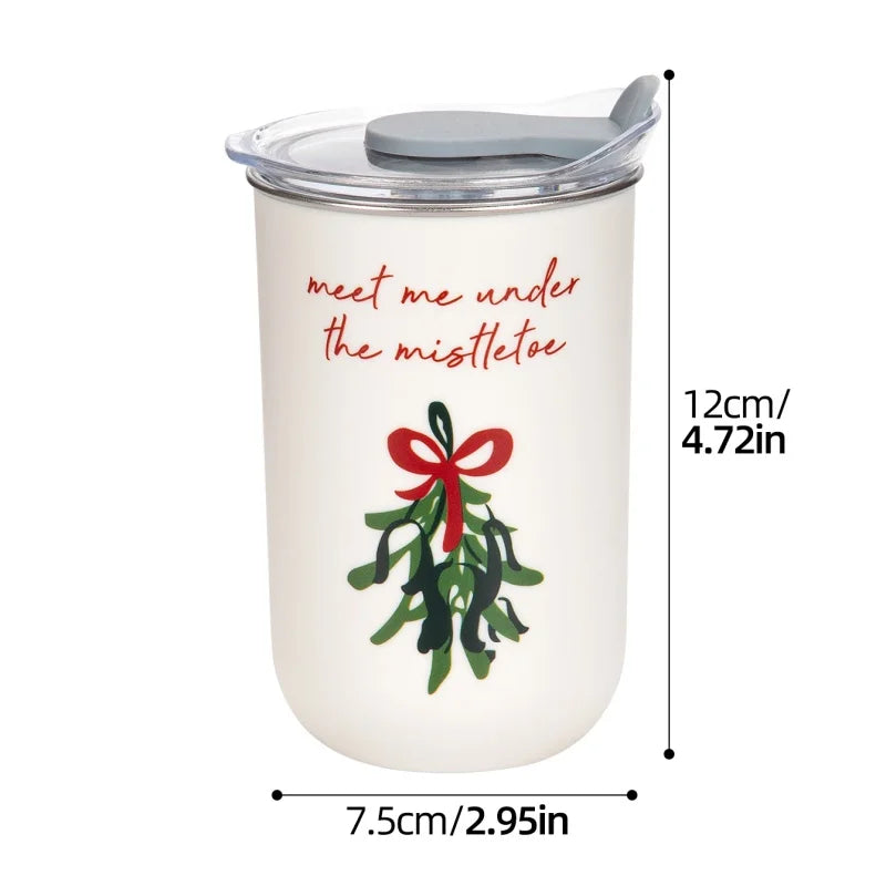 300ml Christmas Tree Thermos Cups Stainless Steel Coffee Cup Double-Layer Insulation Water Bottle For Outdoor Travel Beverage