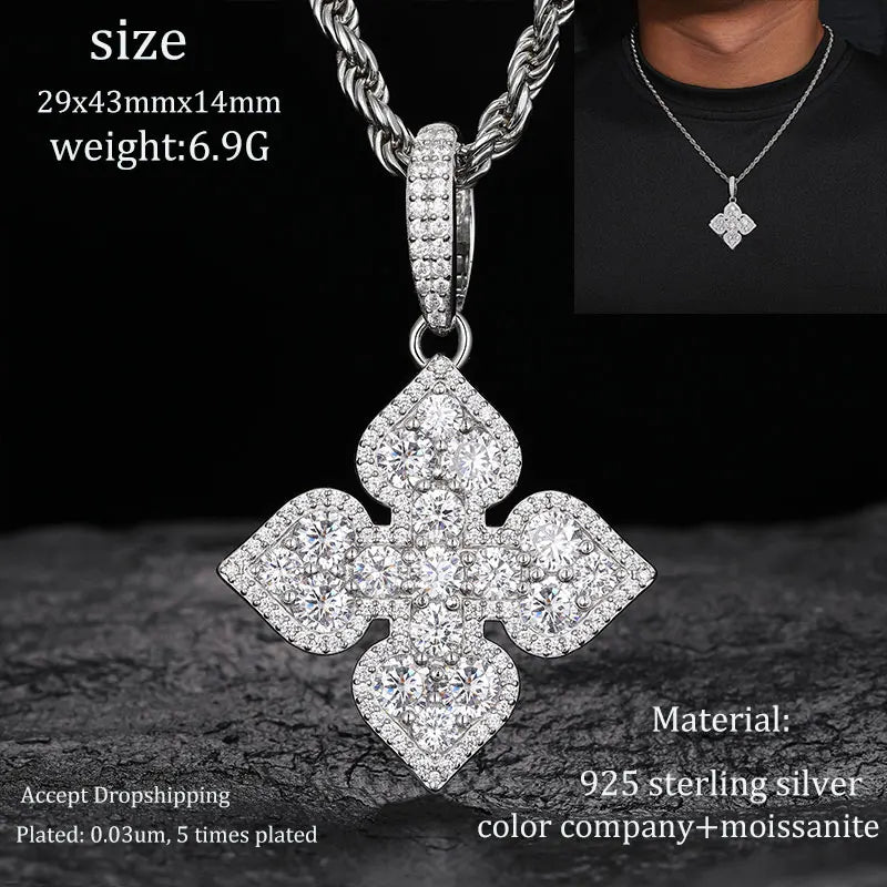 TUHE Unisex 925 Pipe Pendant Necklace Iced Out Moissanite Gold Silver Color Charm Hip Hop Fine Jewelry