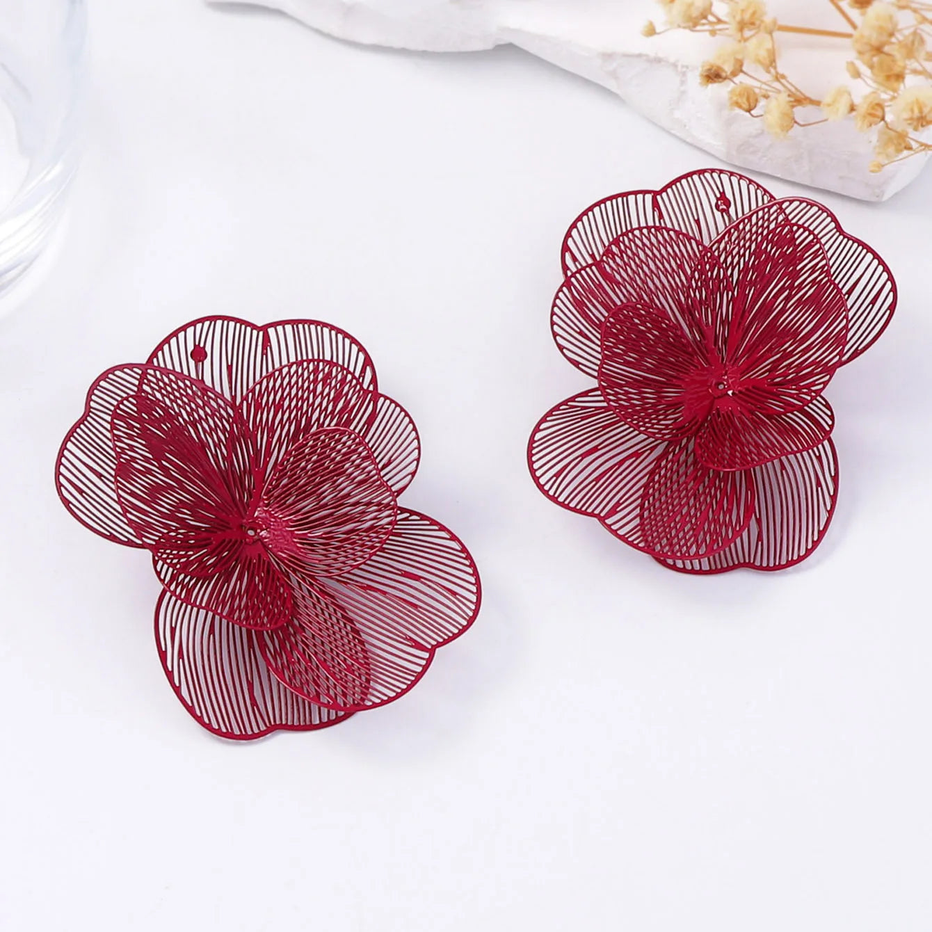 ZAA Personalized Hollow Purple Flower Earrings for Woman Jewelry