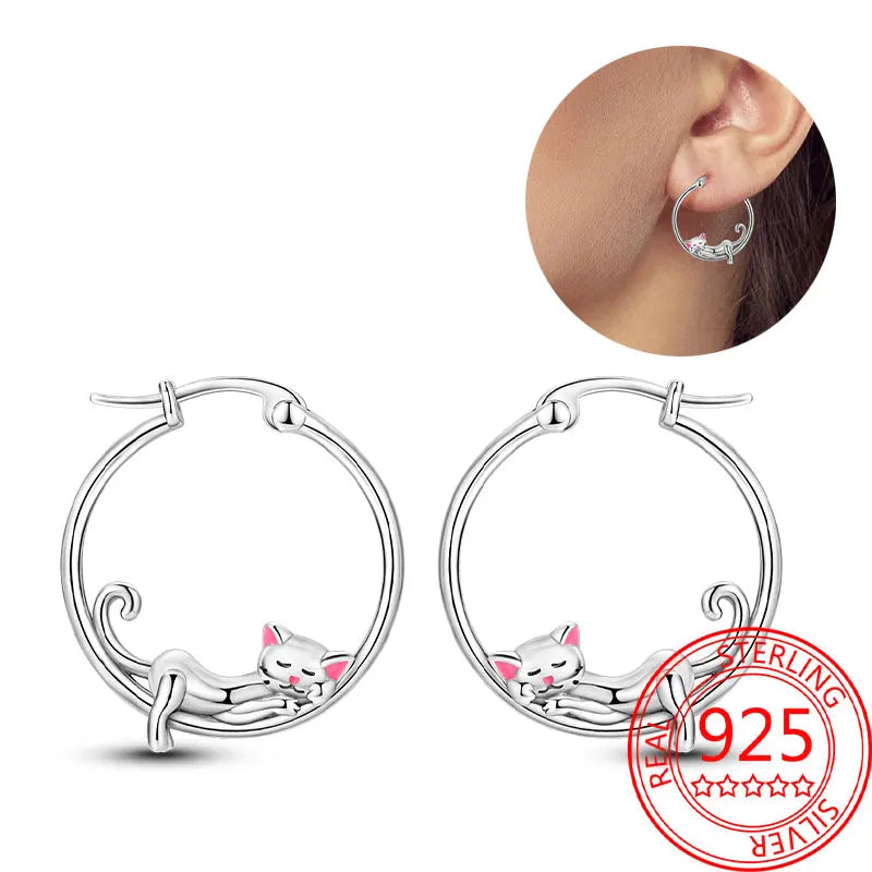 Hot Sale Bee Earrings For Girl Lovely Yellow Black Dancing Bee Happy S925 Hoop Earrings Birthday Gift Silver Jewelry