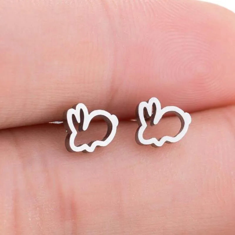 Jisensp Cute Bunny Rabbit Carrot Earrings Animal Stainless Steel Women Earrings Korean Fashion Jewelry for Girlfriend Gift
