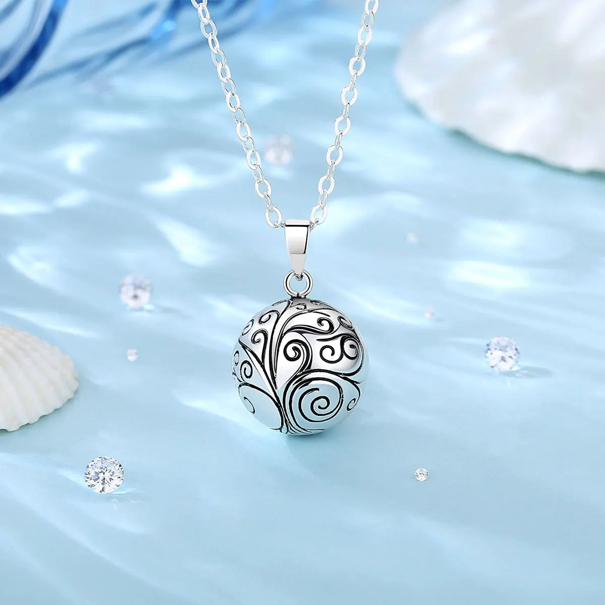 Eudora Collier Bola de Grossesse Necklace 20mm Ball Tree of Life Angel Caller Musical Bell Pendant Jewelry for Pregnant Women