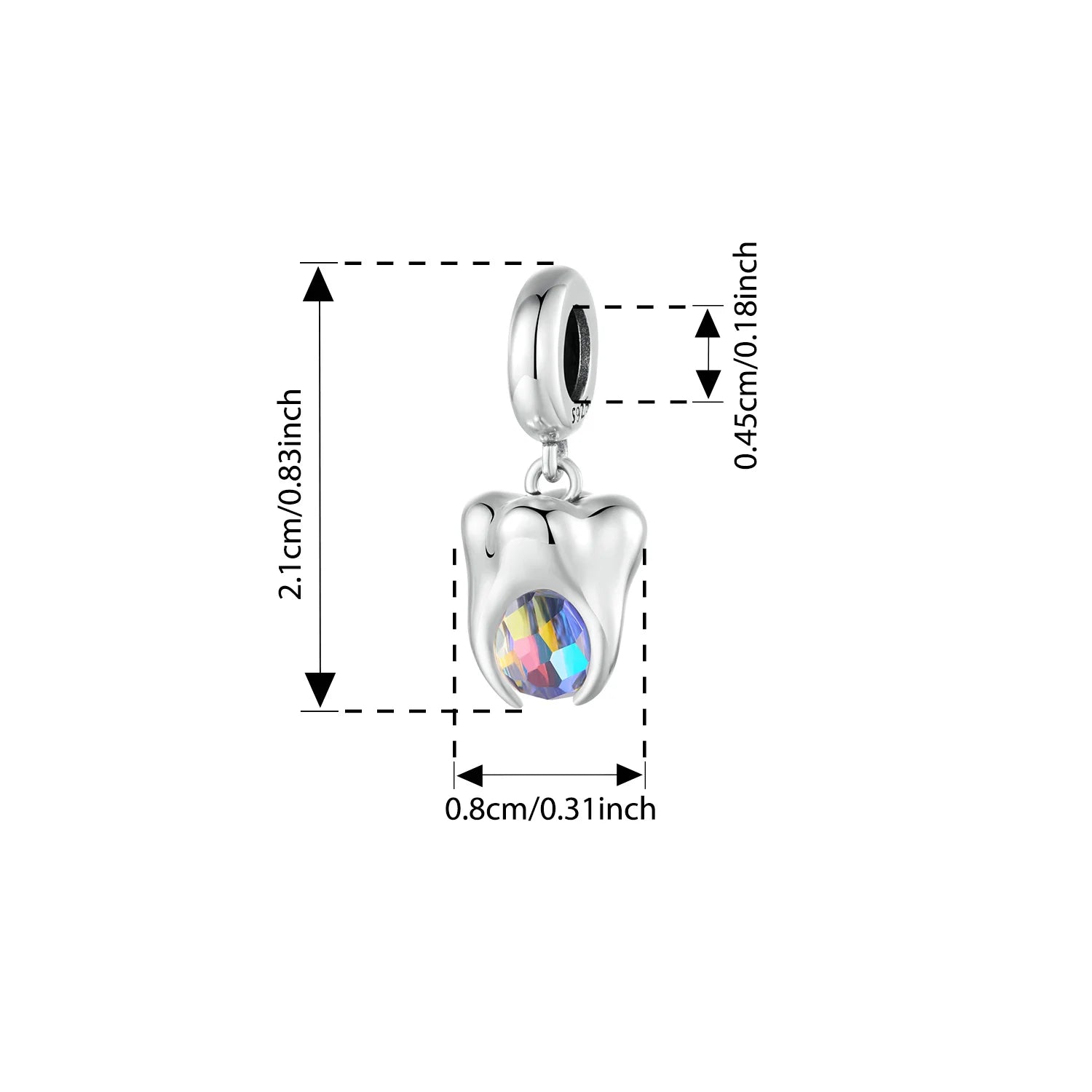 BISAER 925 Sterling Silver Tooth Charm Bead Toothbrush Toothpaste Set Pendant for Women DIY Bracelet & Neckalce Fine Jewelry