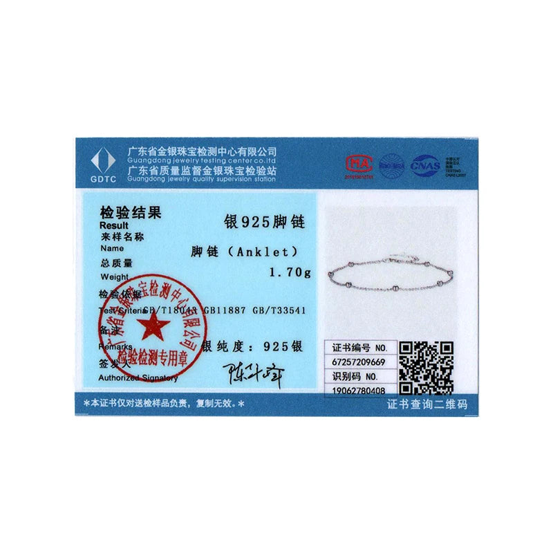 BISAER 925 Sterling Silver Minimalist Beads Anklets Waterproof Chain Plated White Gold For Women Party Fine Jewelry Holiday Gift