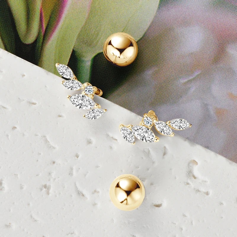 OXTAO D VVS1 Moissanite Earrings Female Jewelry 925 Sterling Silver Leaf-Shaped Piercing Earrings Pendant Luxury Jewelry Gifts