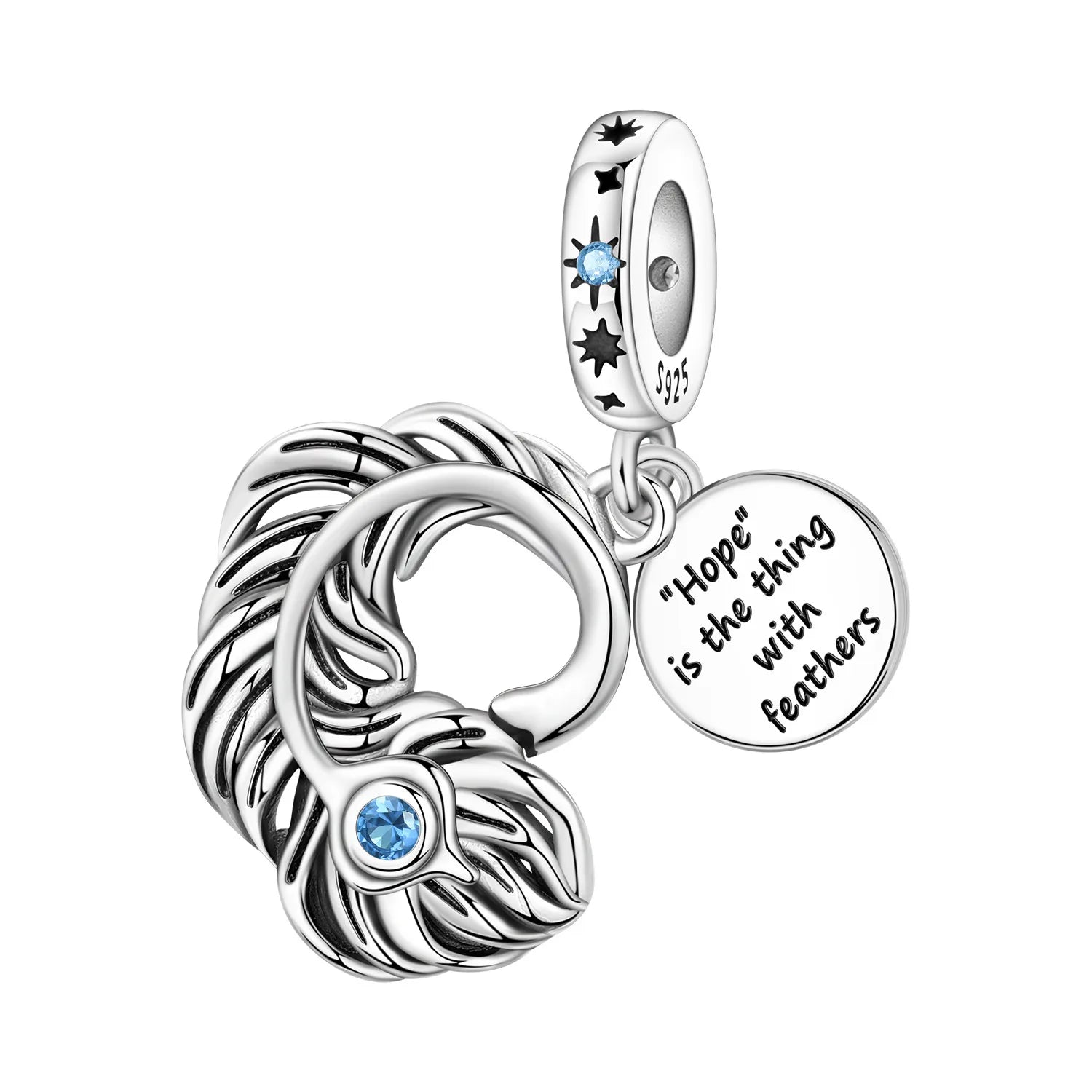 PANPOKI 925 Sterling Silver Sparkling Wings Lucky Symbol Pendants Bracelet Charms Fit Women Jewelry Party Beads DIY Trendy Gift