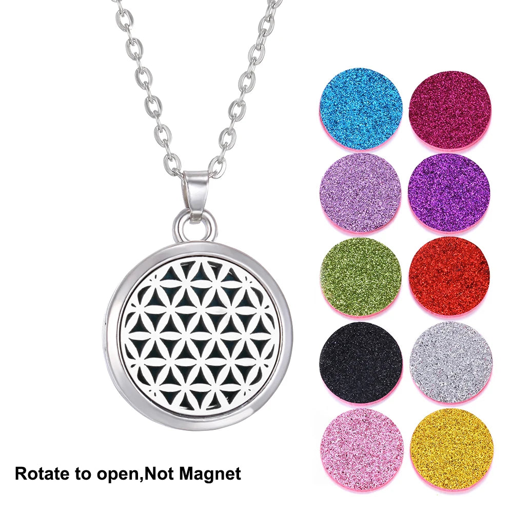 2023 New Aromatherapy Necklace Diffuser Pendant Aroma Jewelry Thread Rotate Open Locket Perfume Essential Oil Diffuser Necklace