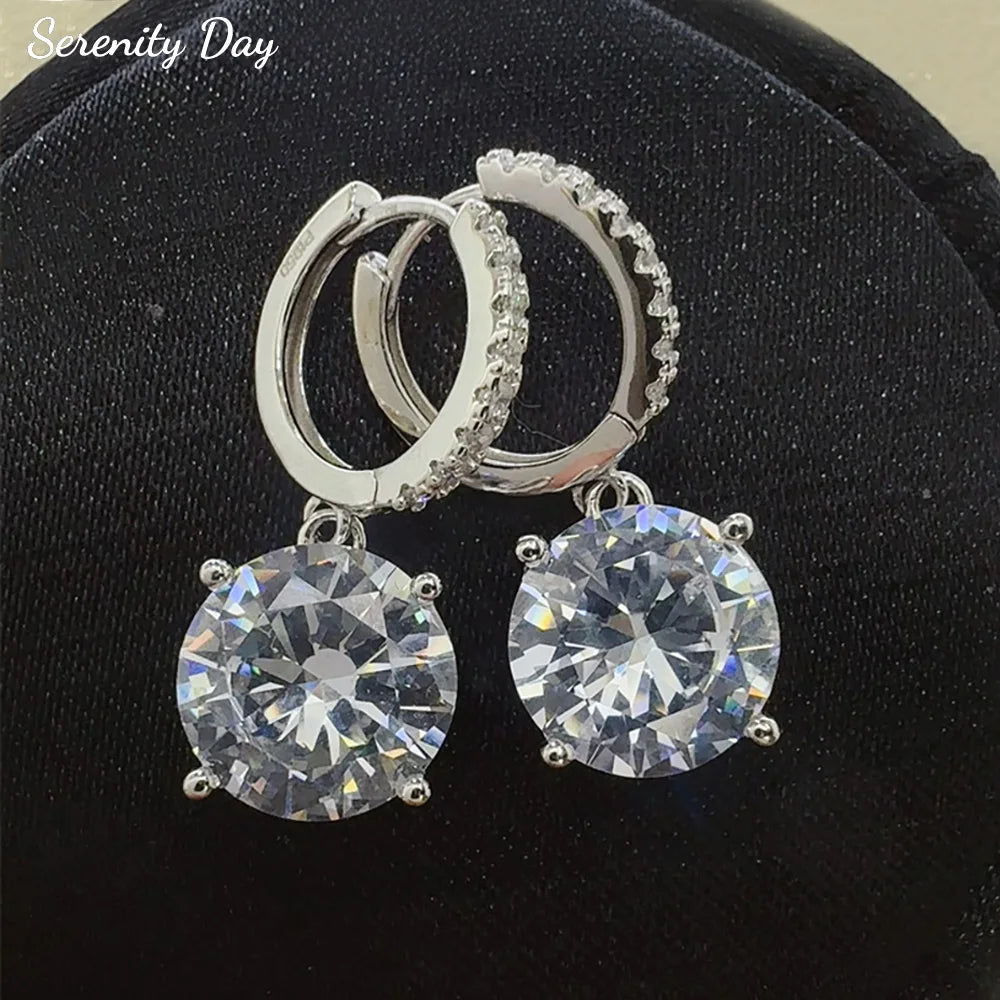 Serenity 10ct D Color Moissanite Drop Earrings for Women Wedding Bridal 100% 925 Sterling Silver Pendant Earrings Plated 18K GRA - Madeinsea©