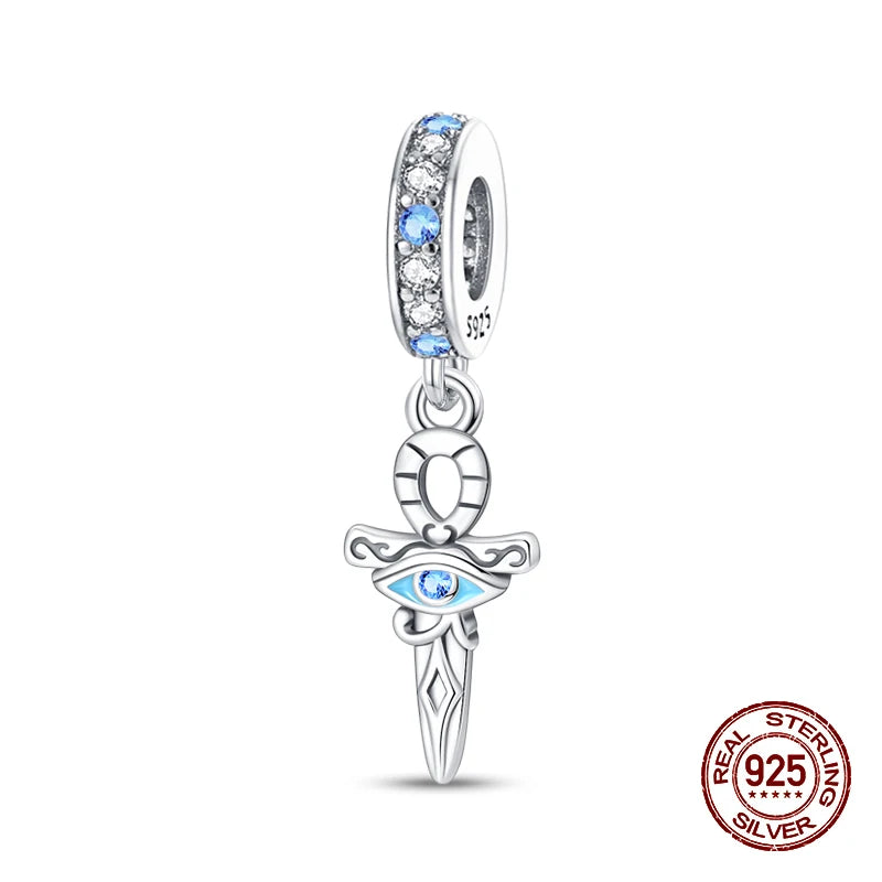 Classic 100% 925 Sterling Silver Daemon Angel Cross Evil Eye Charms Beads Fit 3mm 925 Original Bracelets DIY Party Jewelry