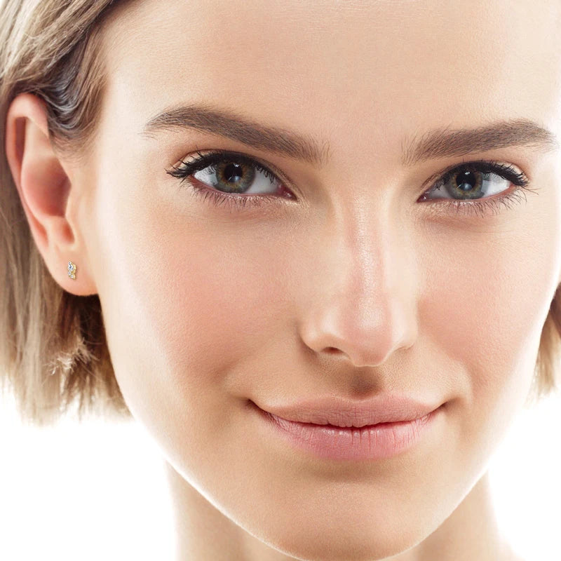 OXTAO Mini Studs Piercing Earrings Ladies Real 925 Silver Full D Color Moissanite Earrings Sparkling Lab Diamond Fine Jewellry