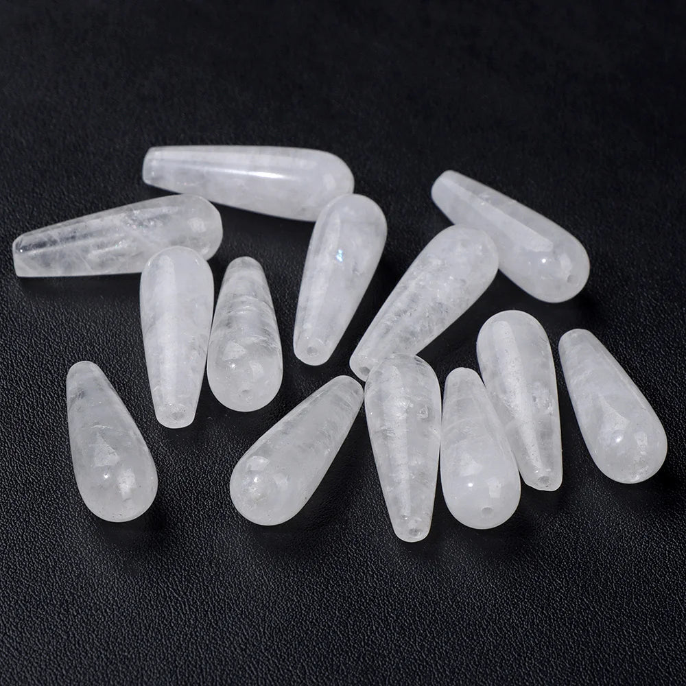 Natural Water Drop Stone Bead 10x30mm Chalcedony Amethysts Agates Loose Spacer Charms Bead For DIY Bracelet Earrings Accessories