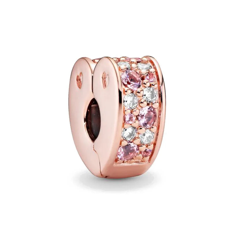 Hot Selling Rose Gold Series Leaf Bead Key Lock Pendant Suitable For European Original Bracelet DIY Exquisite Jewelry S925 Silve