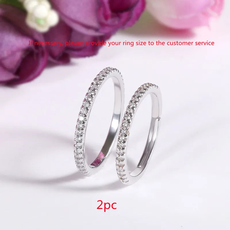 Buyee 925 Sterling Silber Dünner Ring Finger Licht Voll Weiß Zirkon Ring für Frau Klassische Mode Party Edlen Schmuck Kreis