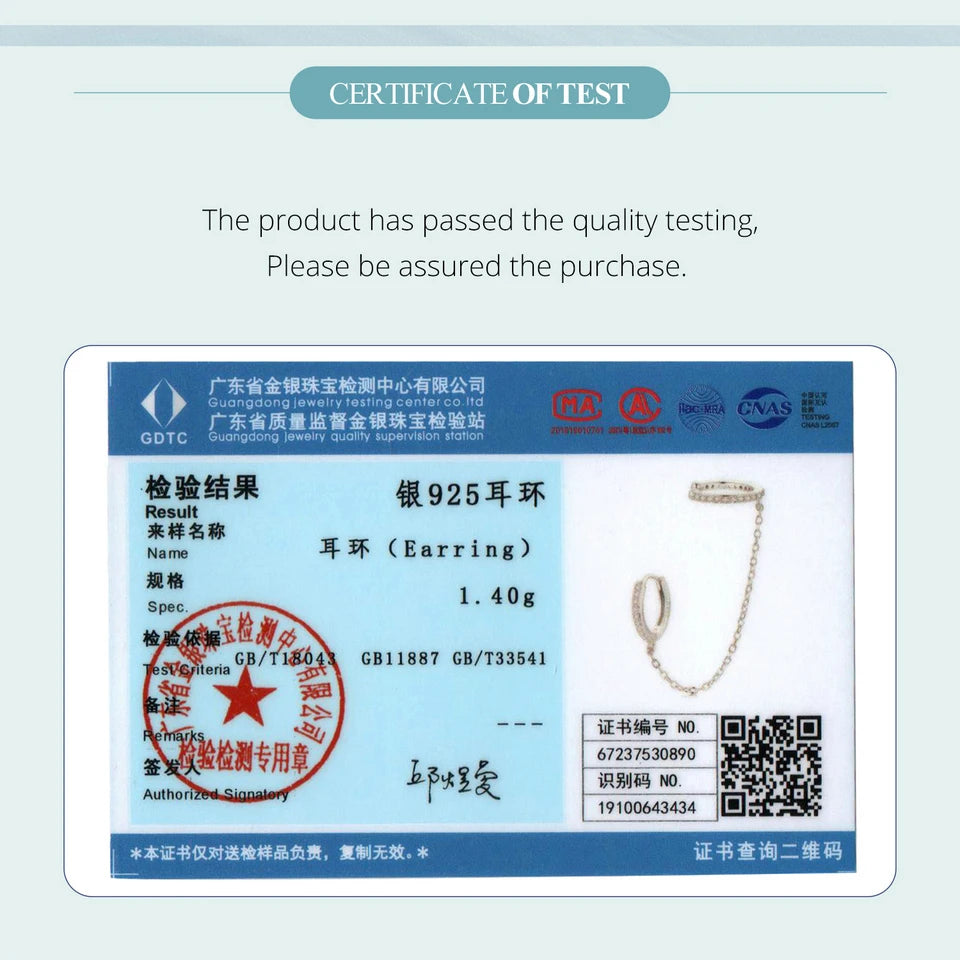 BAMOER 925 Sterling Silver 1 PCS Double Circle Hoop Earrings Long Chain Earrings for Women Statement Jewelry Elegant Earrings