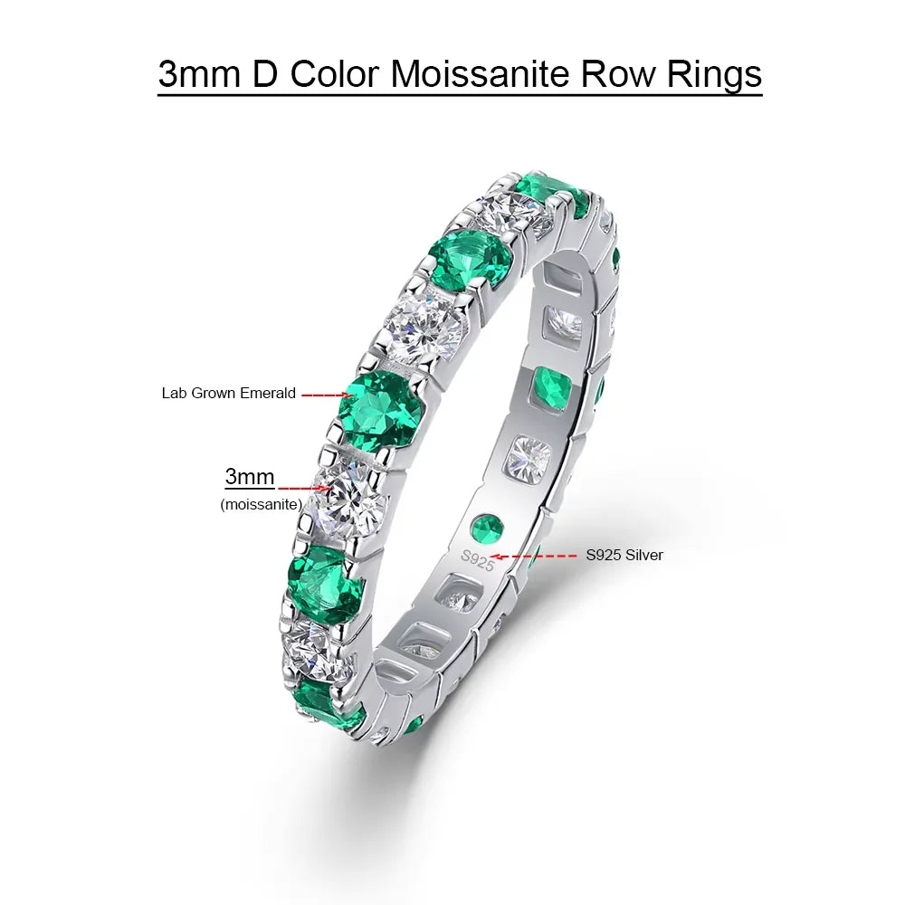 Serenity 3mm D Color Moissanite Rings Women Anniversary Gift S925 Sterling Silver Rings Sapphire Ruby Emerald Bands Fine Jewelry - Madeinsea©