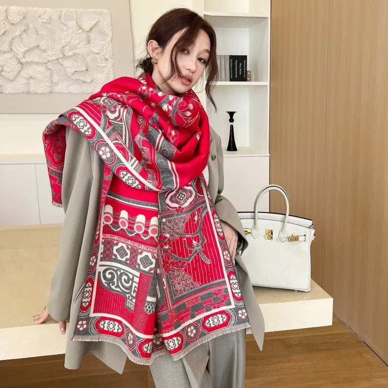 Print Cashmere Scarf Women Thick Warm Winter Blanket Brand Female Luxury Quality Shawl Wrap Bufanda 2025 Poncho Echarpe Pashmina