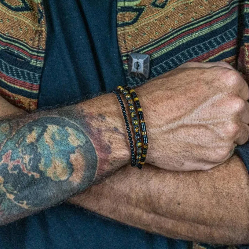 1PC Vintage Male Tribal Coconut Shell Wooden Beaded Bracelet for Men Lava Stone Bracelet Man Jewelry Gift for Him