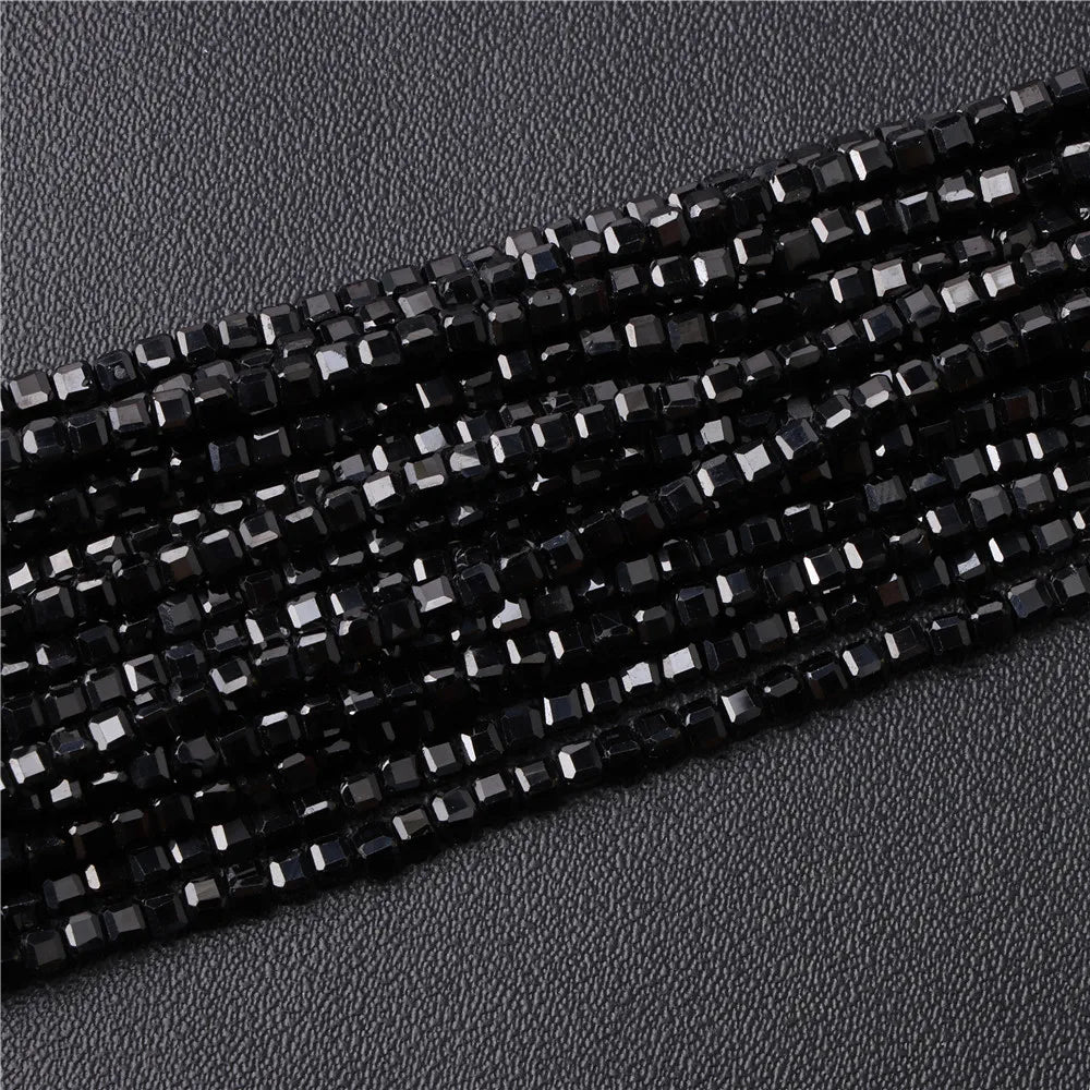 Hot Natural Faceted Stone Bead 2-3mm Small Square Quartz Garnet Glass Cube Loose Beads For Jewelry Making Needlework Accessories