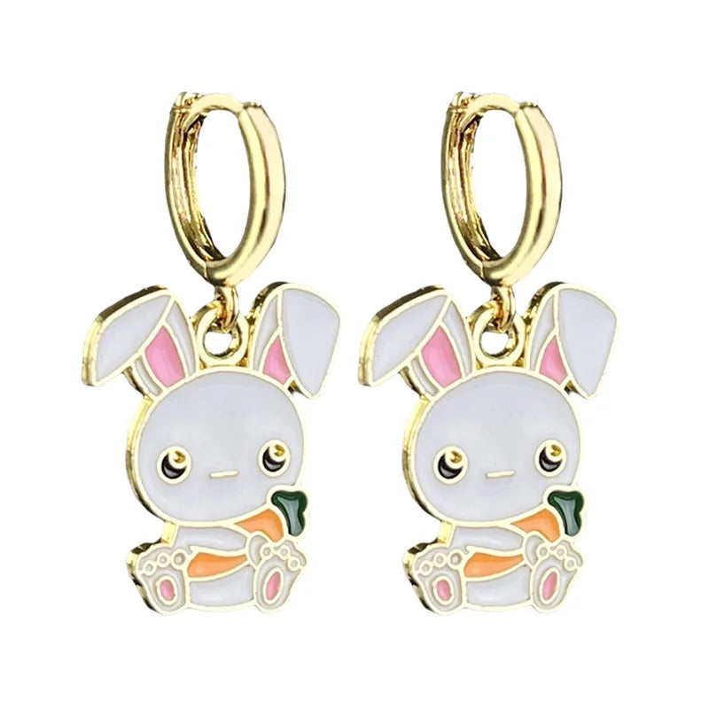 2025 neue Ostern Kaninchen &amp; Ei Legierung Emaille Anhänger Ohrring für Frauen Emaille Ostern Charme Nette Ohrring EAR100036