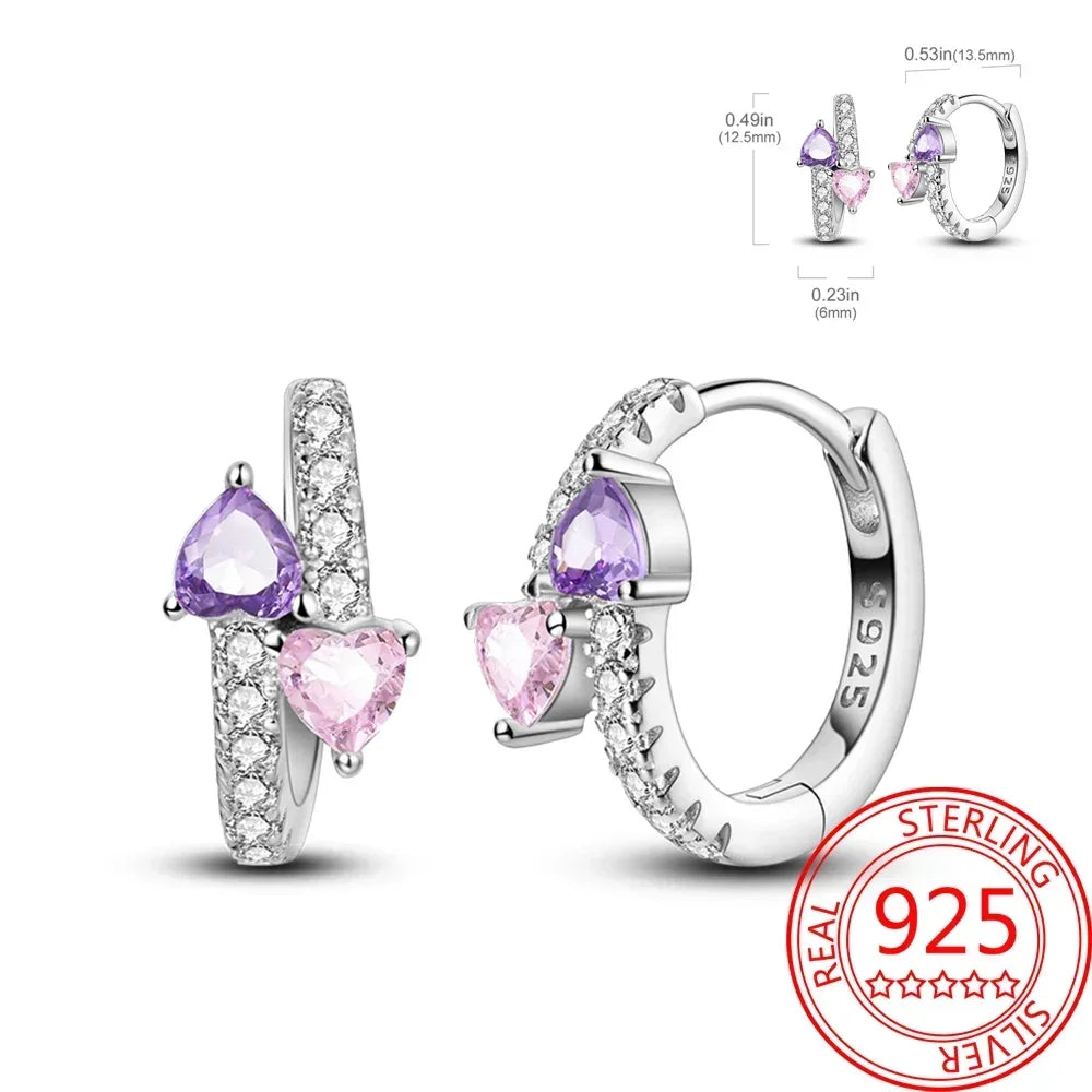 Pink Series 925 Sterling Silver Romantic Flower Butterfly Unicorn Tulip Geometry Earrings Boutique Fine Jewelry Gifts for Women
