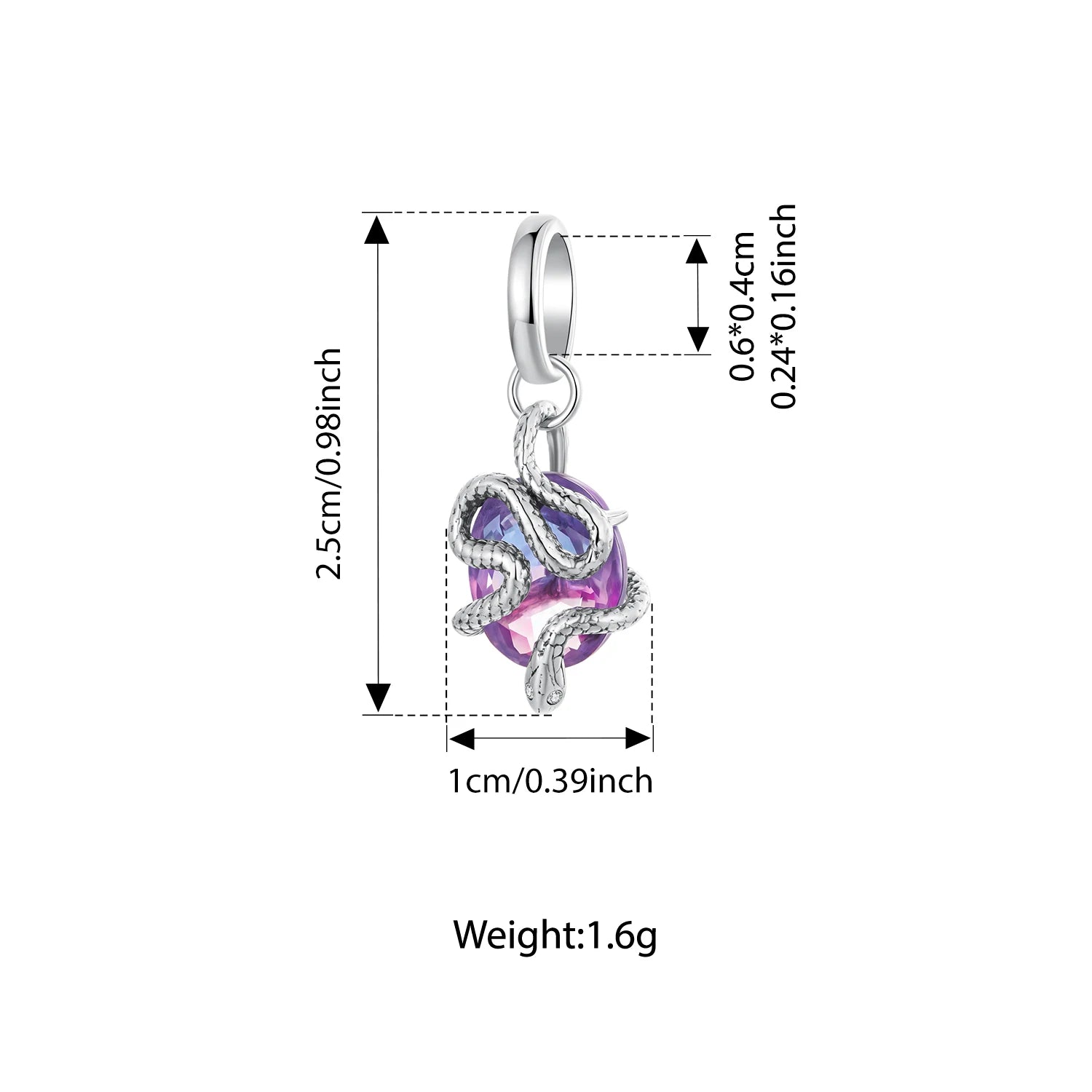 Bamoer 925 Sterling Silver Mystery Medusa Charm Transparent Glass Serpent Pendant  for Women Bracelet Accessories DIY Punk Gift