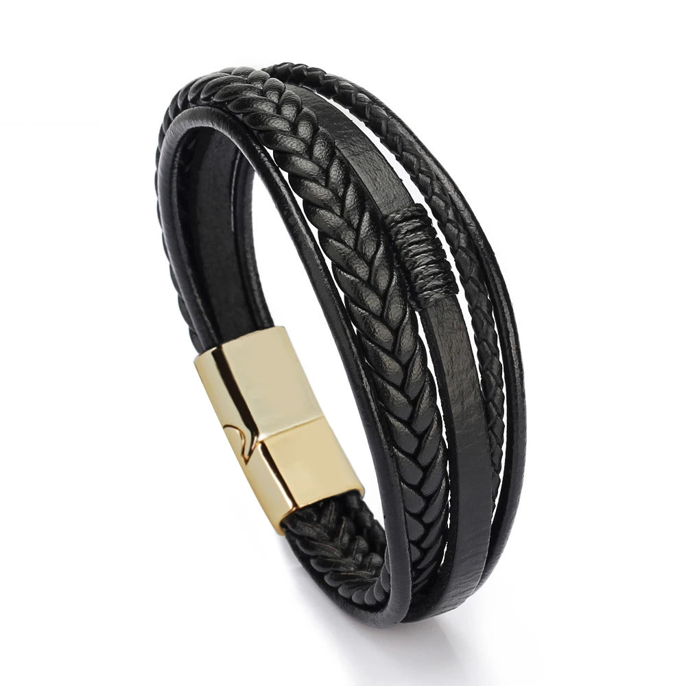 Trendy  Leather Bracelets For Men Multilayer Braided Rope Bracelets For Male Bracelets Jewelry Pulsera Hombre - Madeinsea©