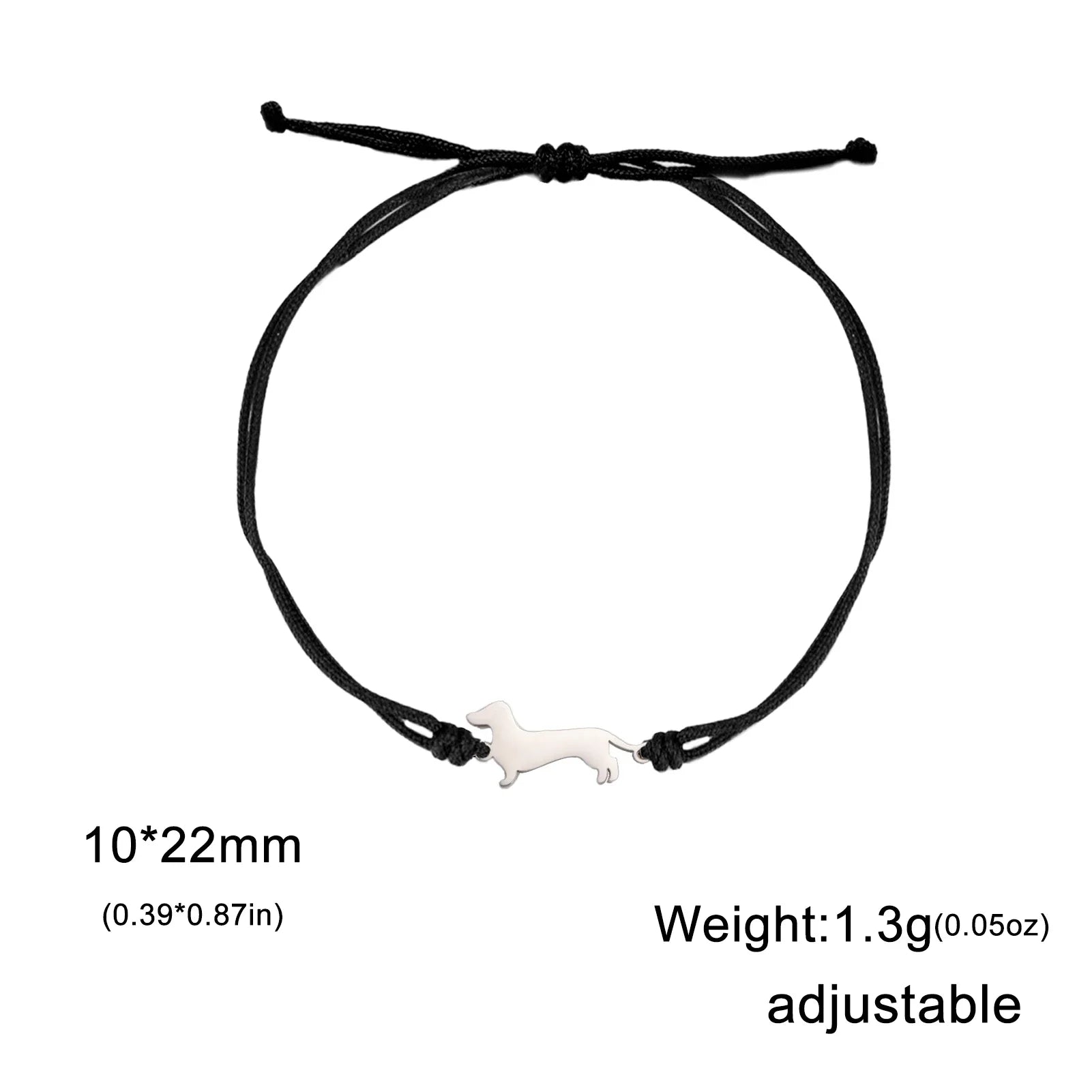 Bracelet à breloques teckel pour femme, en acier inoxydable, double chaîne de perles, adorable bracelet à motif chiot et animal de compagnie, bijou cadeau