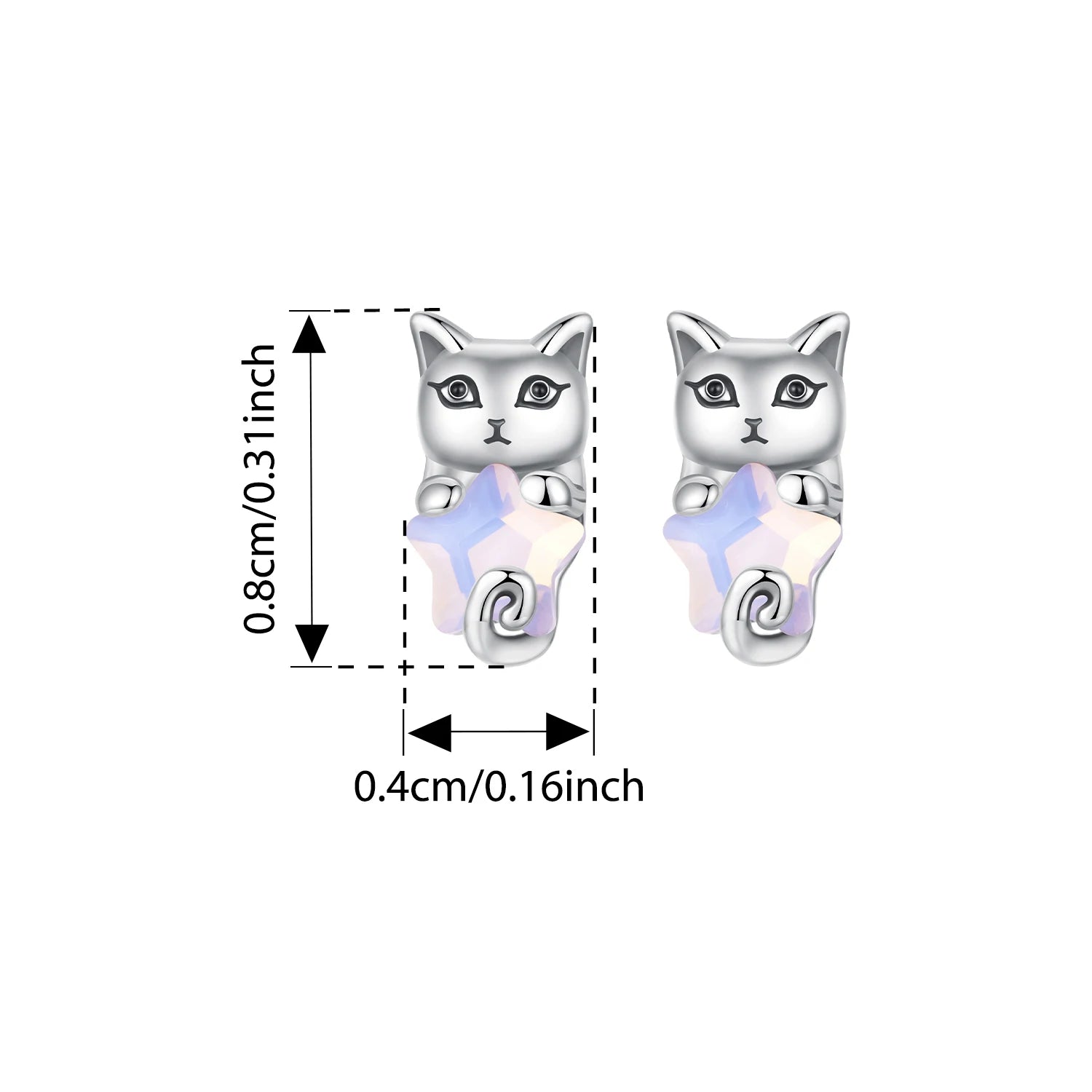 BISAER Real 925 Sterling Silver Mini Kitty Stud Earrings Fox Koala Panda Bear Animals Stud Ear For Girls Party Fine Jewelry Gift