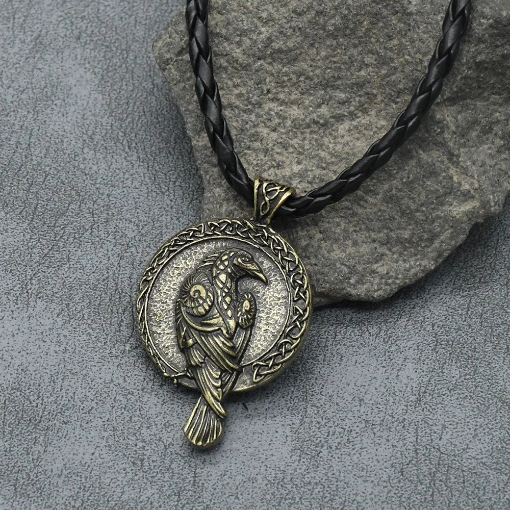 Nordische Mythologie Odin Rabe Wikinger Rune Anhänger Halskette Vintage Keltenknoten Punk Amulett Schmuck Geschenk