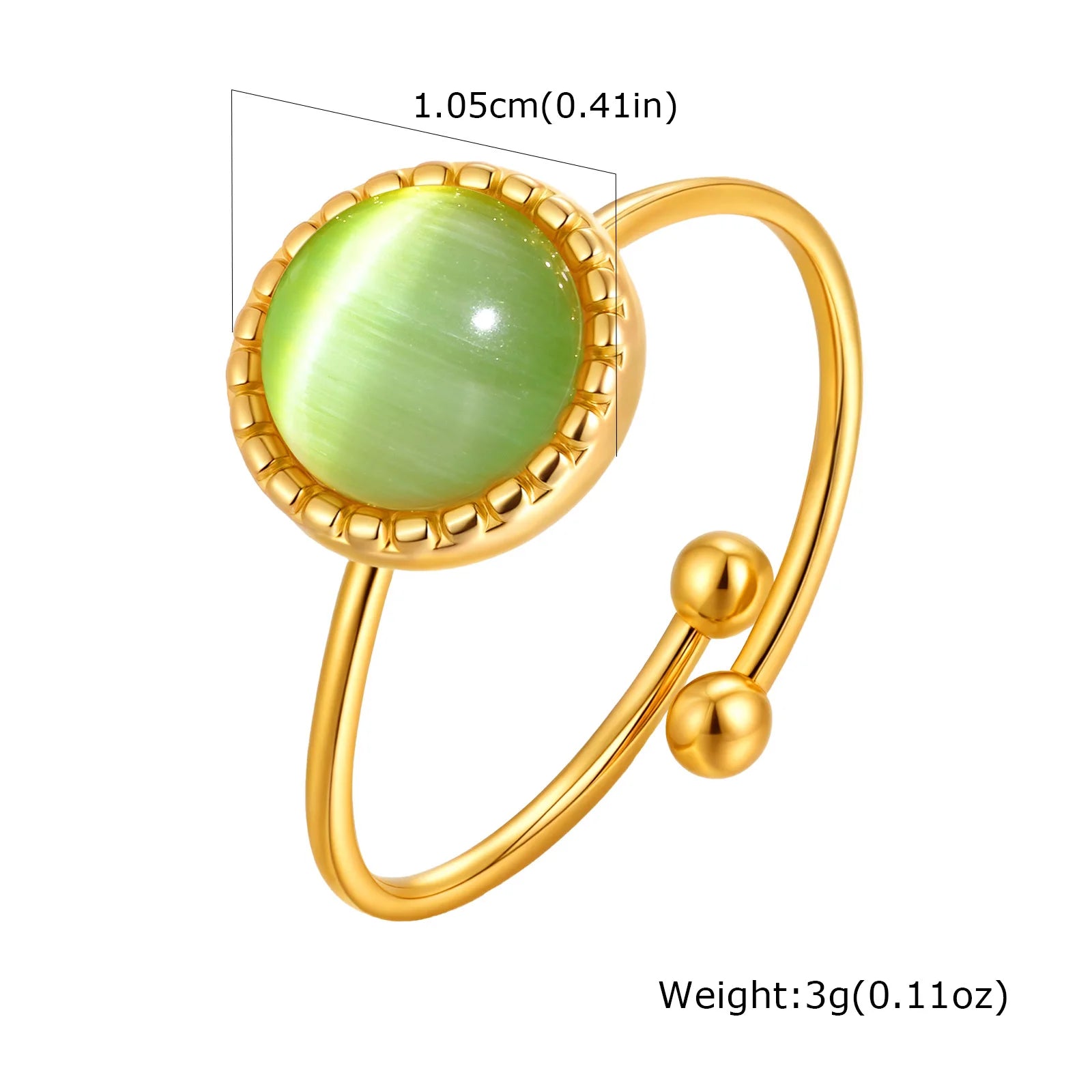 Vnox Elegant Natural Stone Stainless Steel Rings Fashion Colored Pearl Opal Turquoise Rings For Women Retro Waterproof Jewelry