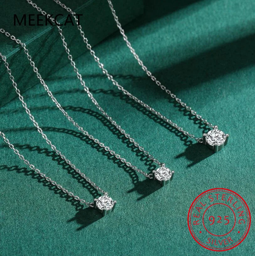 White Gold Plated 1-10CT Moissanite Necklace for Women Classic Four Claws Pendant Wedding Jewelry 925 Sterling Silver GRA