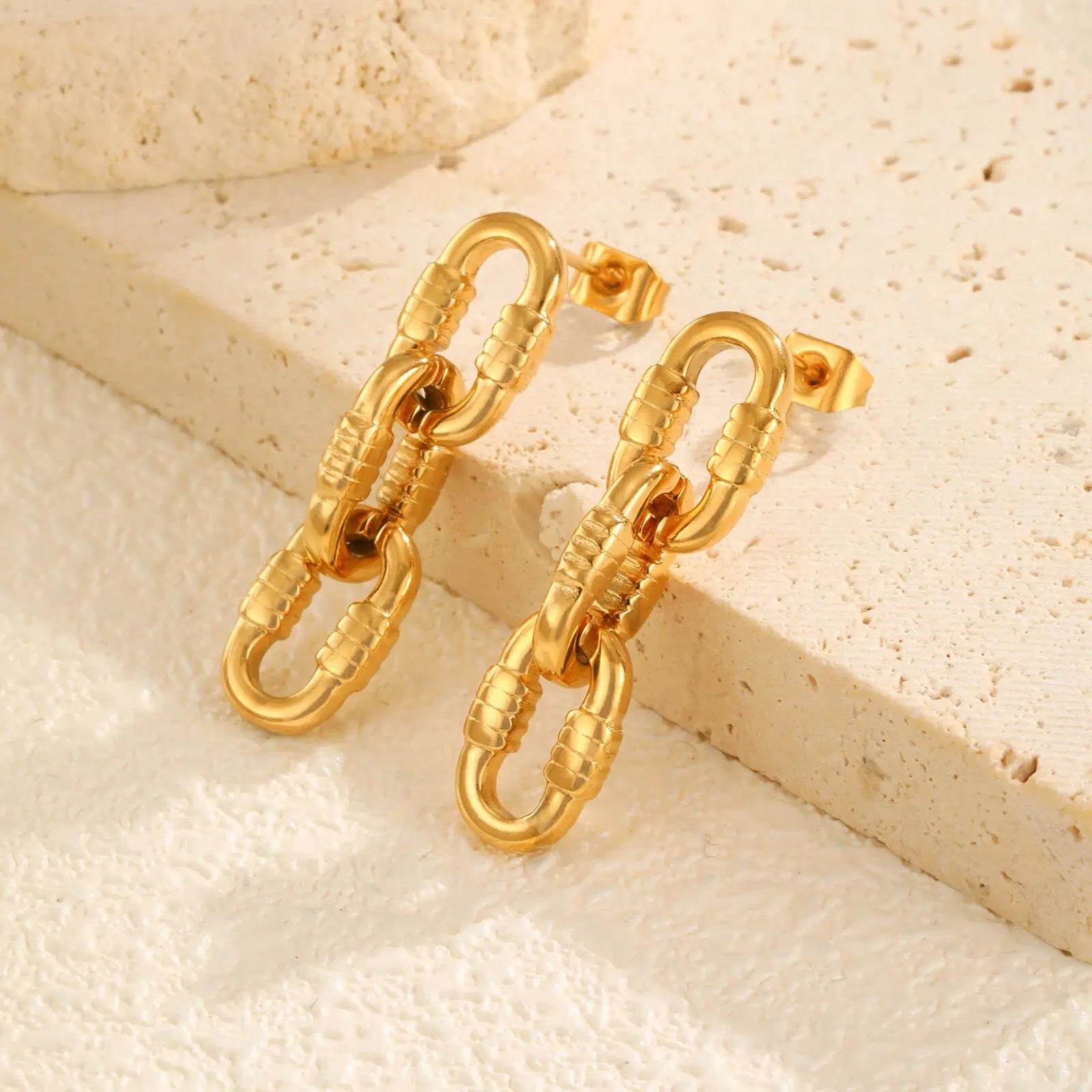 Boucles d'oreilles pendantes à pompon géométriques tendance en forme de U de Vnox, créoles ajourées en acier inoxydable pour femmes, bijoux tendance