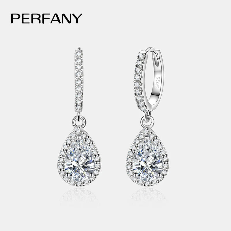 PERFANY 1CT Pear Cut Moissanite Earrings for Women S925 Pure Silver Laboratory Cultivated Diamonds Elegant Wedding Jewelry - Madeinsea©