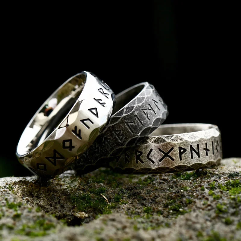 Vintage Odin Norse Viking Amulet Rune Rings For Men Fashion Stainless Steel Words Ring Wedding Jewelry Valentine's Days Gifts