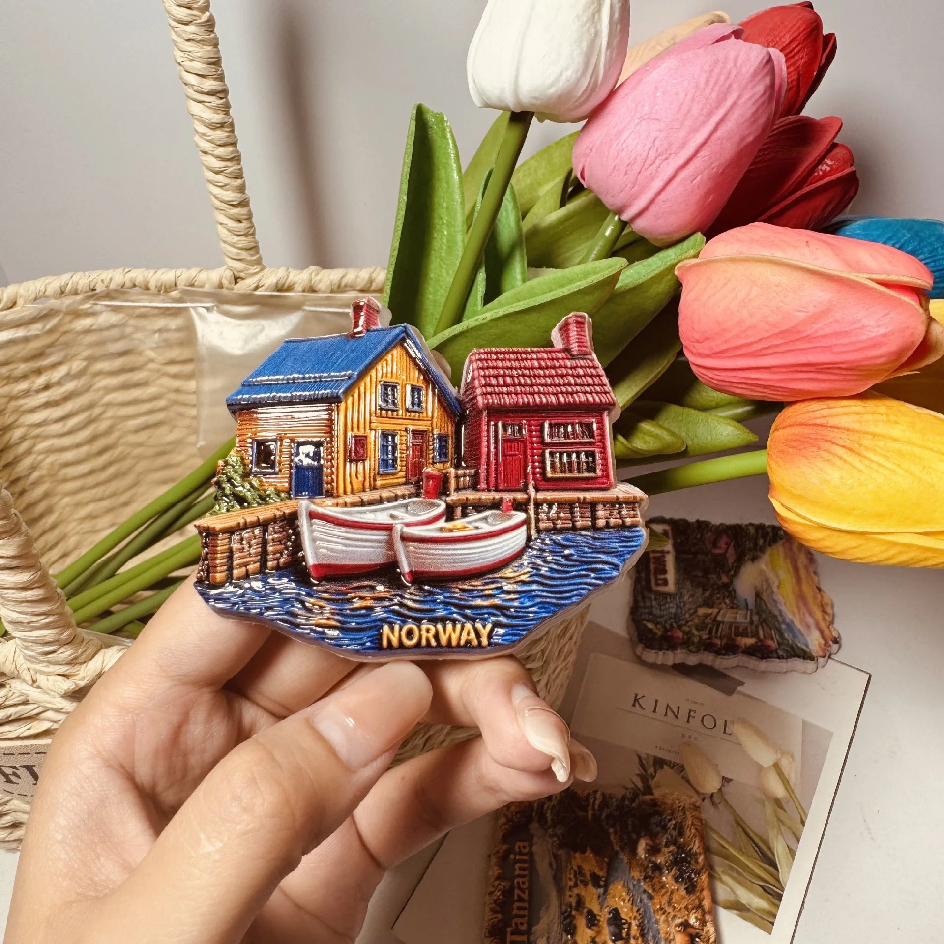 Norway Lofoten Fisherman Cabin 3D Resin Fridge Magnet, Travel Souvenir, Home Kitchen Decor, Collection Magnet Gift