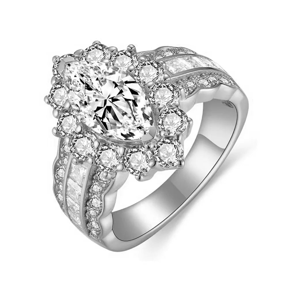 Serenity 4cttw Marquise Cut D Color Moissanite Rings For Women Wedding Bridal S925 Sterling Silver Couples Ring Anniversary Gift