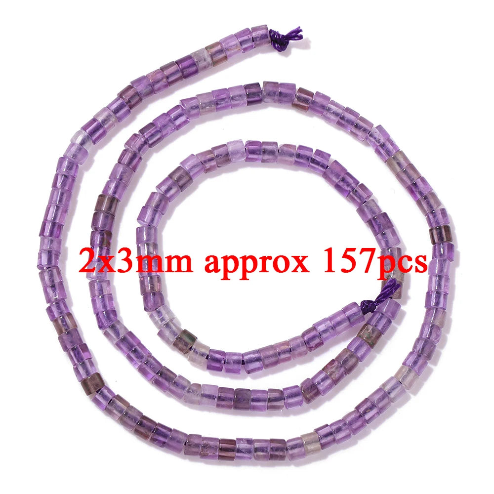 Natural Amethyst Quartz Stone Beads Faceted Round Rondelle Cube Loose Spacer Gem Bead For Jewelry Making Necklace Bracelet DIY