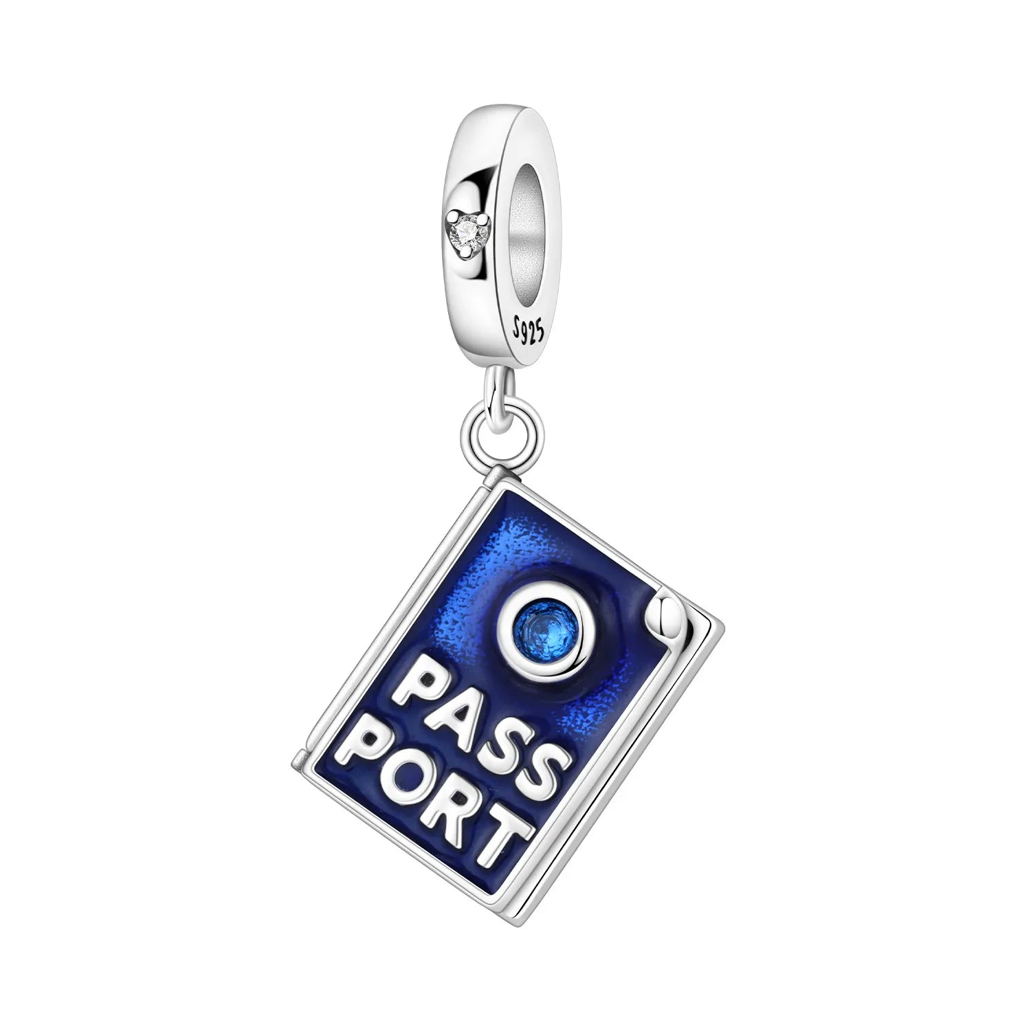 PANPOKI 925 Sterling Silver Blue Can Open Passport Beads Original Pendants Bracelet Charm Jewelry Party DIY Trendy Gifts