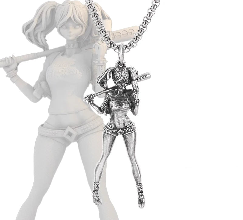 Silver-Plated Anime Mecha Beautiful Girl Girl Pendant Necklace Men and Women Hip-Hop Rock Punk Trendy Jewelry Gift - Madeinsea©