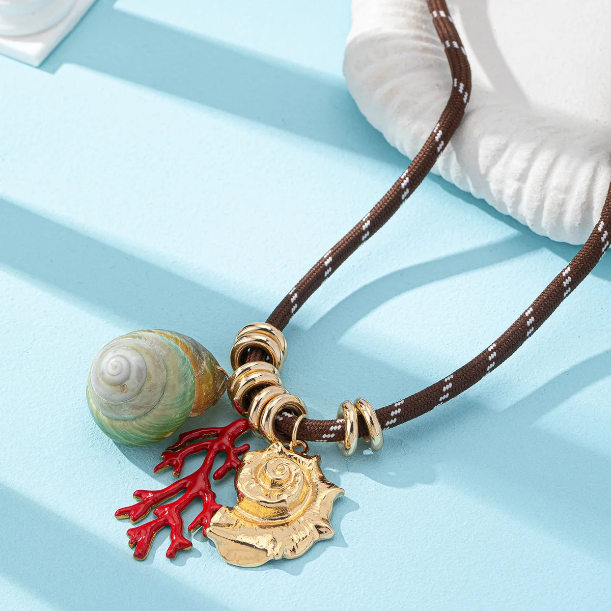 2025 Summer Vacation Lobster Crab Turtle Conch Fruit Pendant Bohemian Necklace