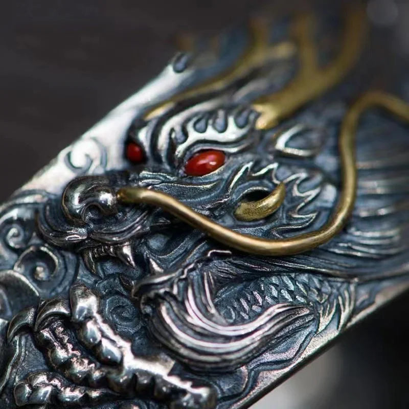 2024 New Year Zodiac Dragon Ring Male Trendy Finger Accessories Lucky Blessing Men Ring Opening Gold Silver Collision Jewelry