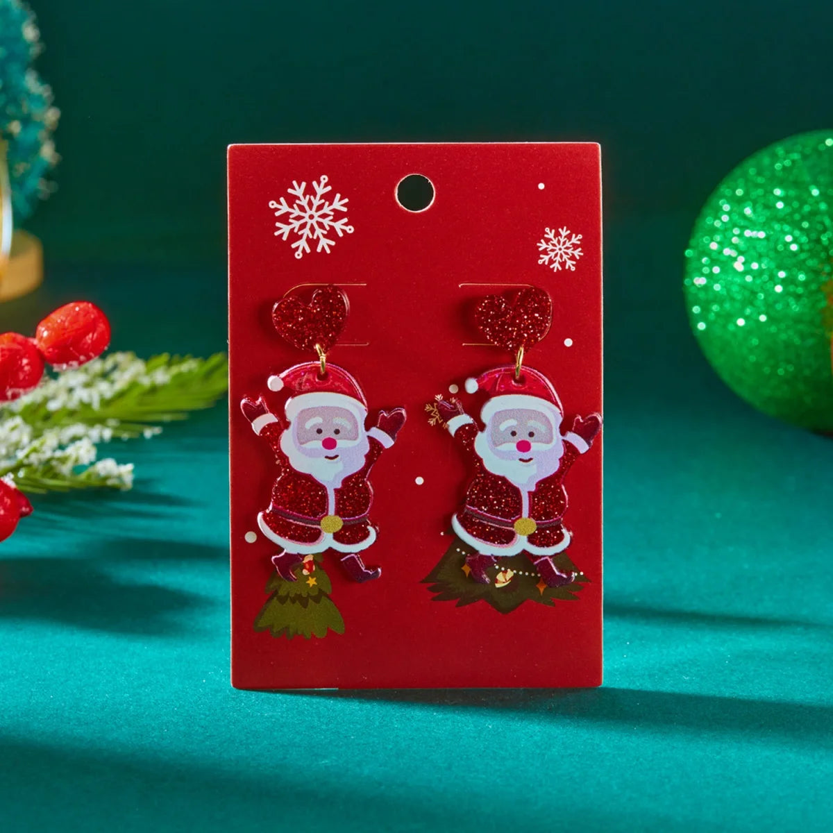 Christmas Acrylic Heart Santa Claus Deer Candy Crutch Xmas Tree Soldier Drop Earrings Cute Holiday Jewelry For Women Men Gifts