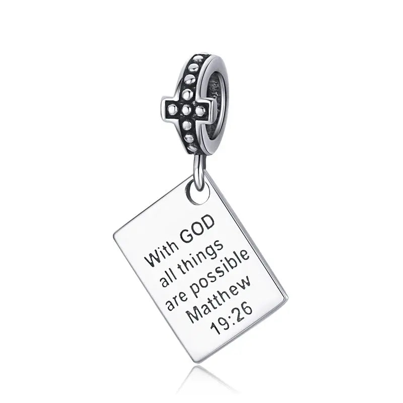 BISAER 925 Sterling Silver Guardian Angel Love Pendant Bible Sacred Heart Charm for Faith Men Women DIY Bracelet Fine Jewelry