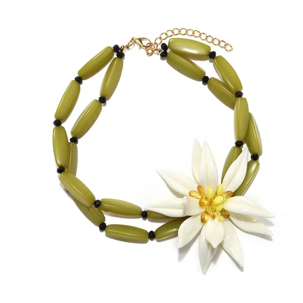 ZAA Bohemian Handmade Beaded Large Flower CharmBracelet