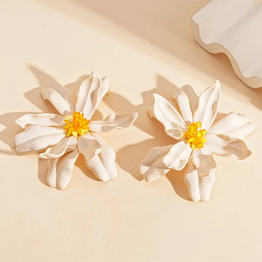 2025 New Vacation Acrylic Glass Flower Petals Silver Needle Earrings