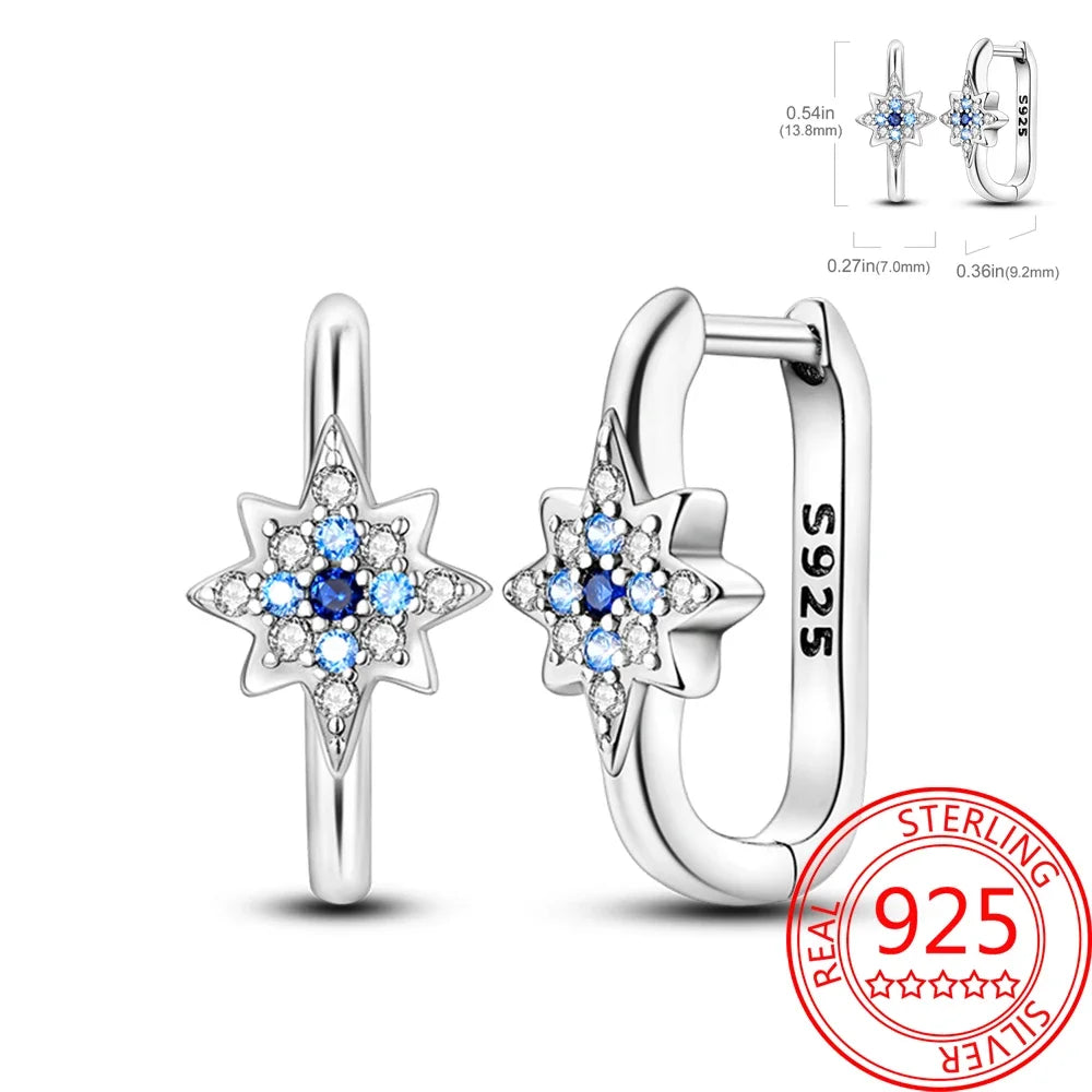 Ear Ring Series 925 Sterling Silver Star Moon Unicorn Tulip Flower Butterfly Bee Geometry Earrings Ladies Pairing with Jewelry