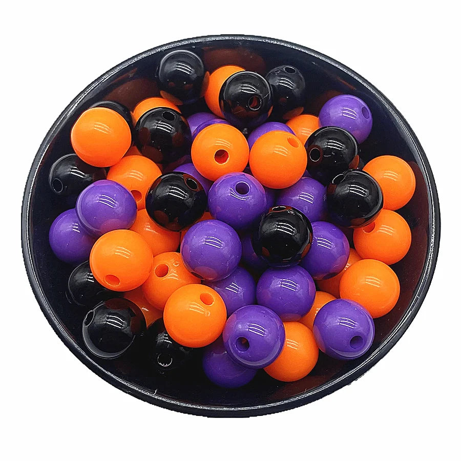 4/6/8/10mm Halloween Color Series Acrylic Round Beads For DIY Necklace Bracelet Earrings Handicraft Pendant Jewelry Making