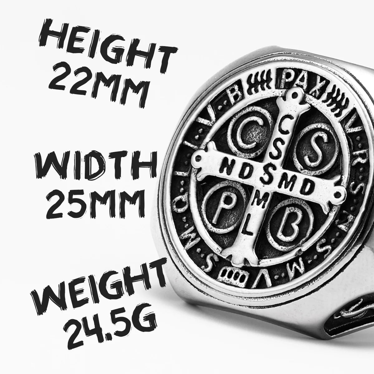 Katholischer Heiliger Benedikt von Nursia, Exorzismus-Amulett, Edelstahlringe